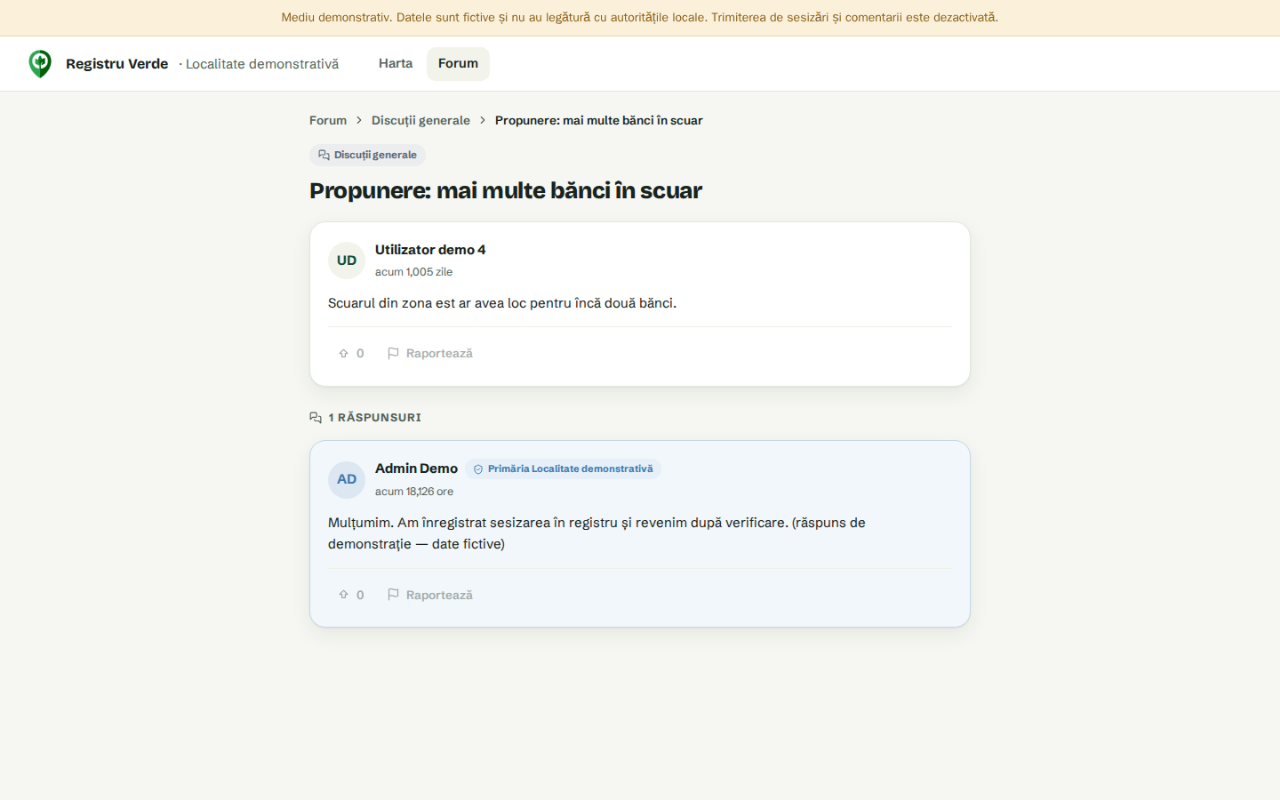 Fir de forum cu mesaj al unui cetățean și răspuns oficial al primăriei